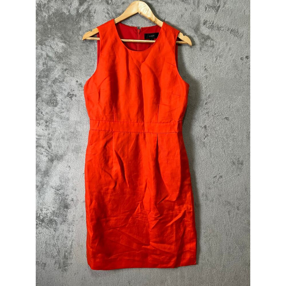 J.Crew Structured Linen Blend Sheath Dress Orange Minimalist Quiet Luxury 10 New